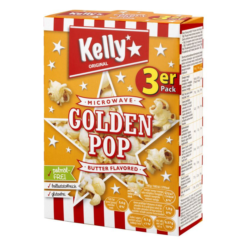 Kelly´s Mirkowellen Popcorn Butter 3 x 90g