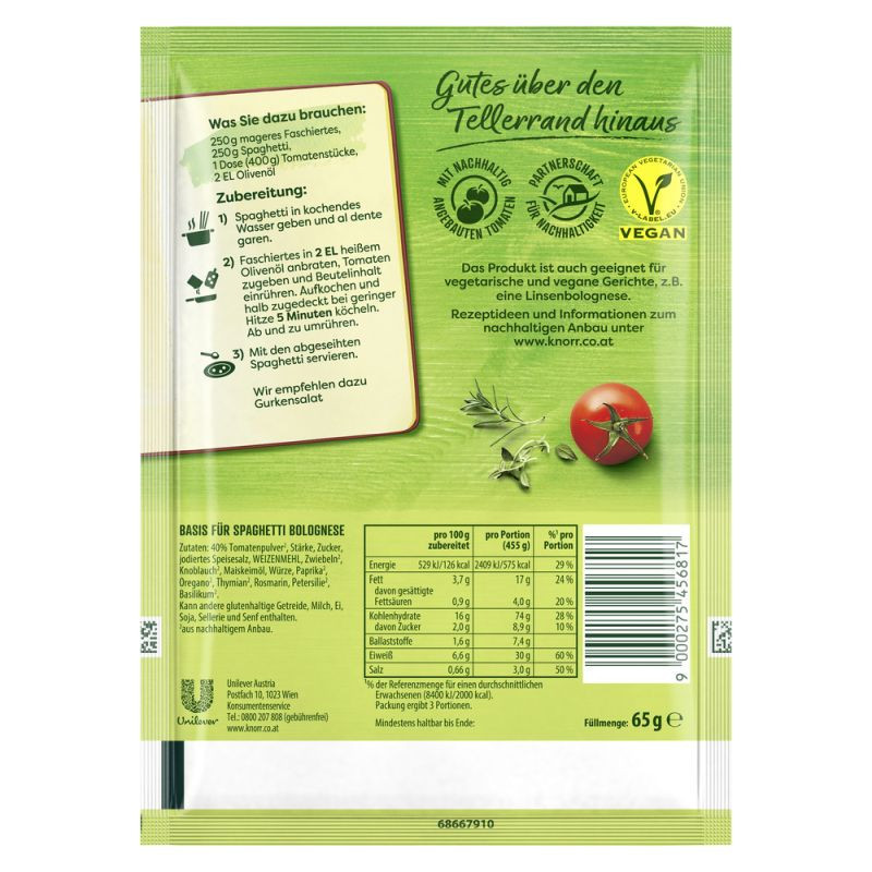 Preview: Knorr Basis Spaghetti Bolognese 3 Portionen – Klassischer Genuss für die ganze Familie!