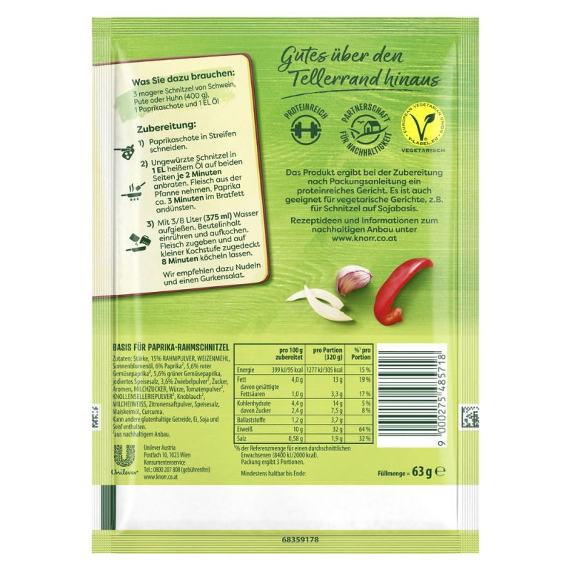 Knorr Basis Paprika-Rahmschnitzel 3 Portionen – Der cremige Klassiker für deine Gerichte!