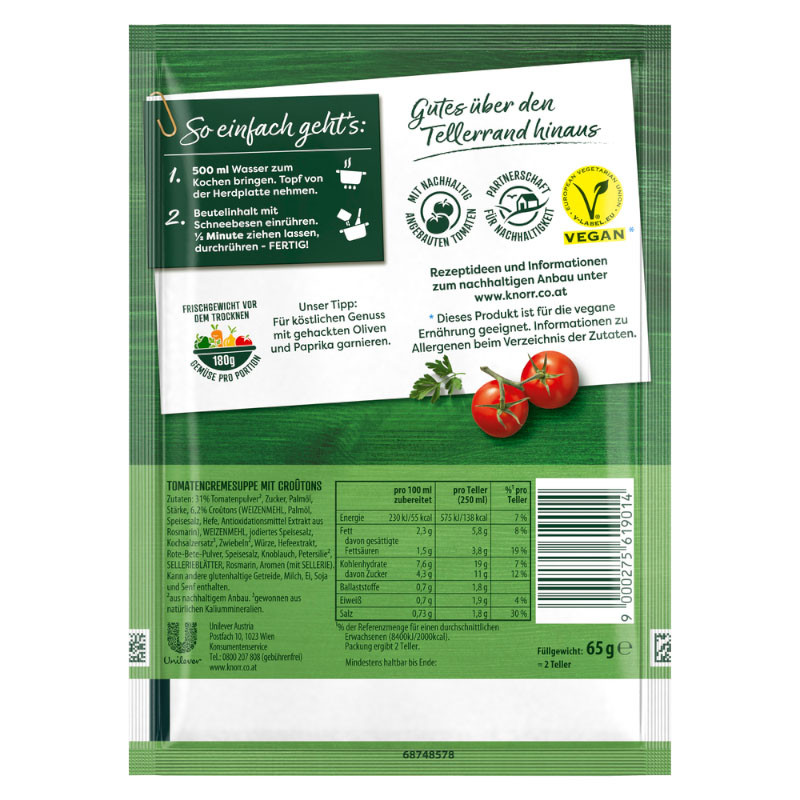 Preview: Knorr Die Schnelle Feine Tomatencreme Suppe 2 Teller – Frisch, cremig und im Handumdrehen!