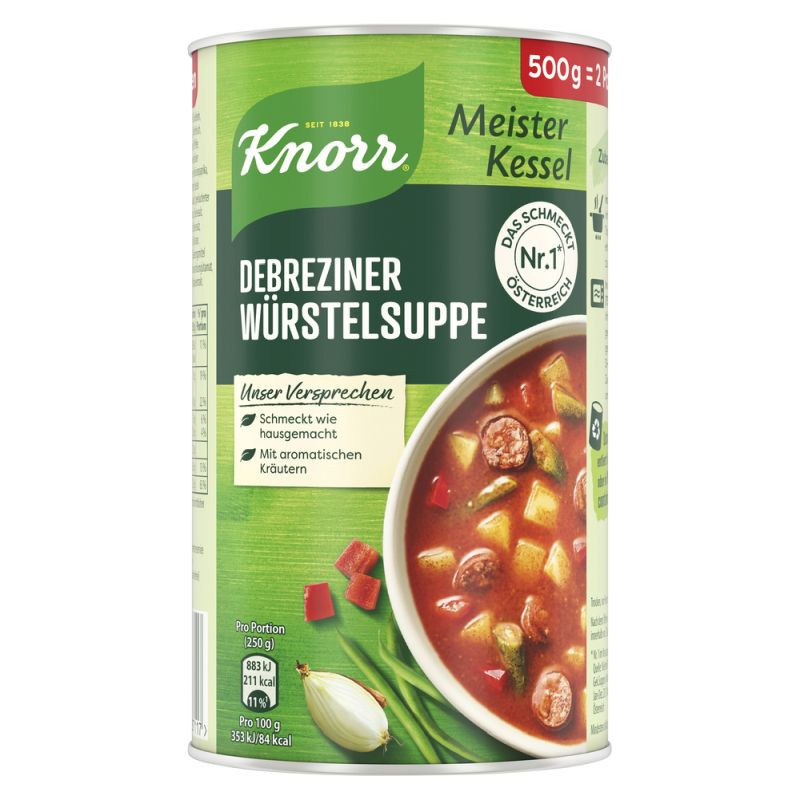 Knorr Meisterkessel Debreziner Würstel Suppe 2 Teller