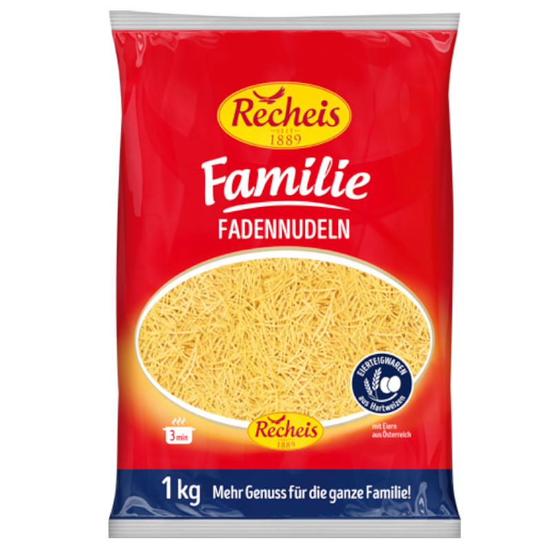 Recheis Familie Fadennudeln 1 kg – Schnellkochende Fadennudeln für Suppen und Pfannengerichte