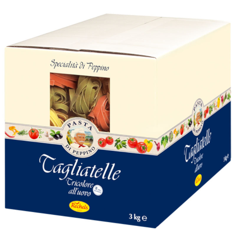 Pasta di Peppino all'uovo Nester Tagliatelle Tricolore 3 kg – Bunte Eier-Tagliatelle in Nestform