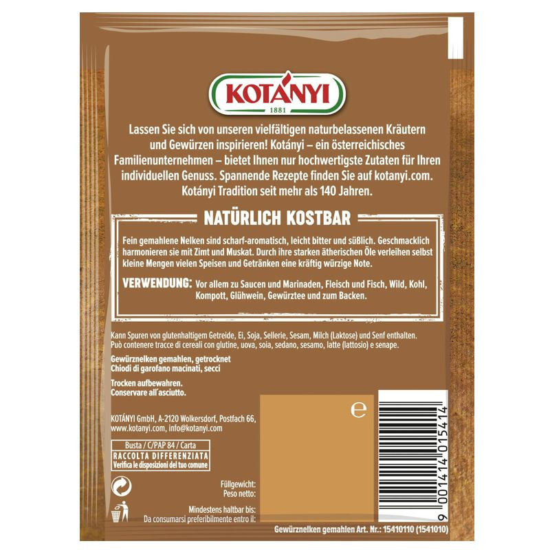 Kotanyi Nelken gemahlen Brief 20g