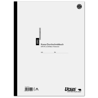 Ursus Kassa-Durchschreibbuch 890 A4 2x50 Blatt 70g/qm 4 Kolonnen