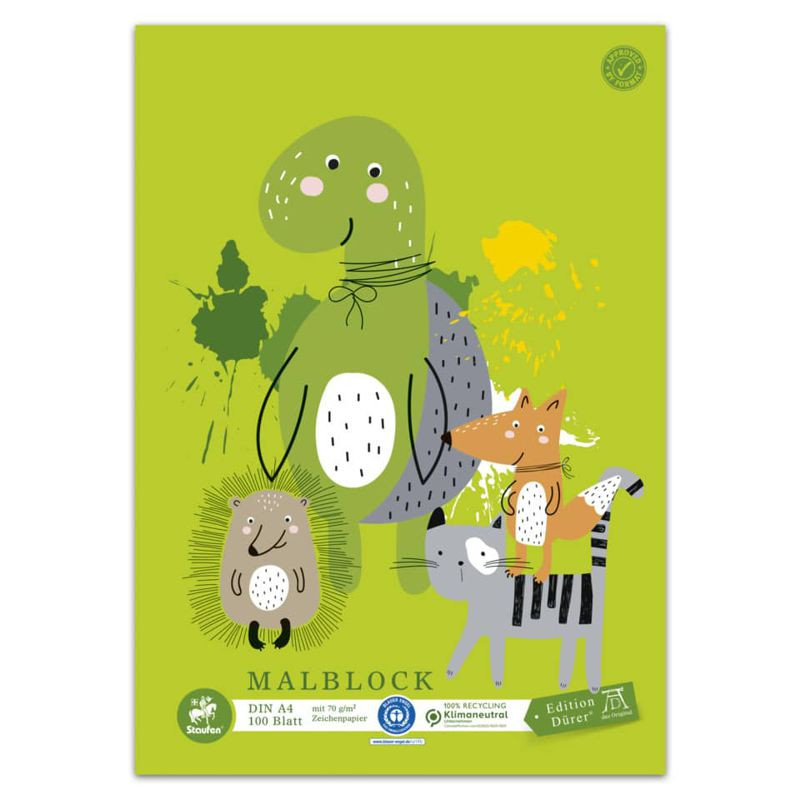 Preview: Edition Dürrer Zeichenblock A4 100 Blatt 70g 3 Motive Recyclpapier