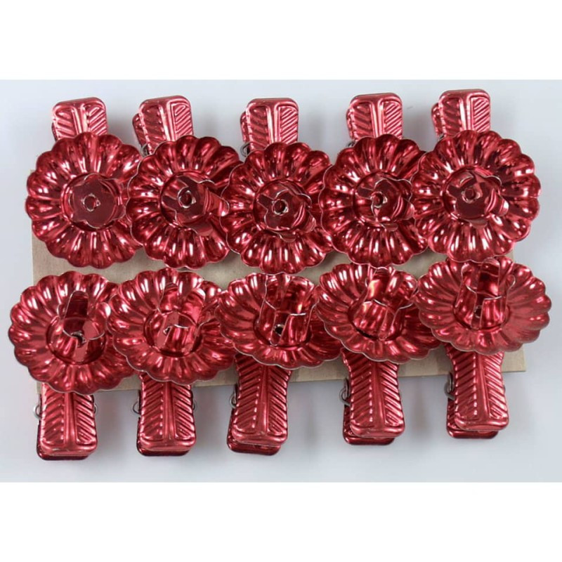 Christbaumkerzenhalter Luxus rot mit Tropfschale 10 Stück