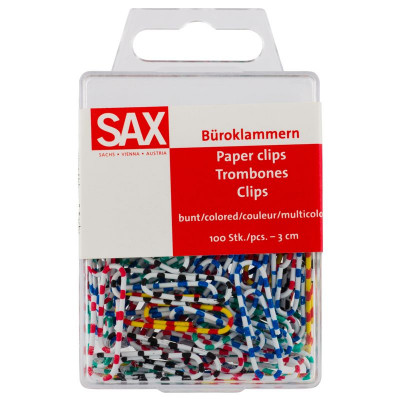 SAX Büroklammern bunt 100 Stück 3 cm