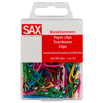 SAX Büroklammern bunt 100 Stück 2,5 cm