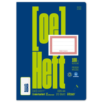 Ursus OE Heft OE.18 A4 20 Blatt 80g/qm 5mm kariert mit KR