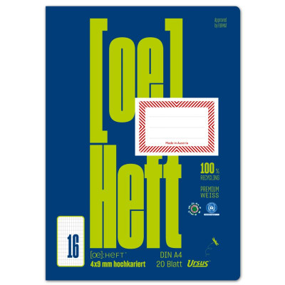 Ursus OE Heft OE.16 A4 20 Blatt 80g/qm 4x9mm hochkariert