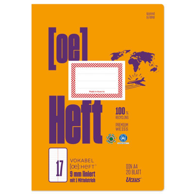 Ursus OE VokabelheftOE.17 A4 20 Blatt 80g/qm Vokabel mit Mittellinie