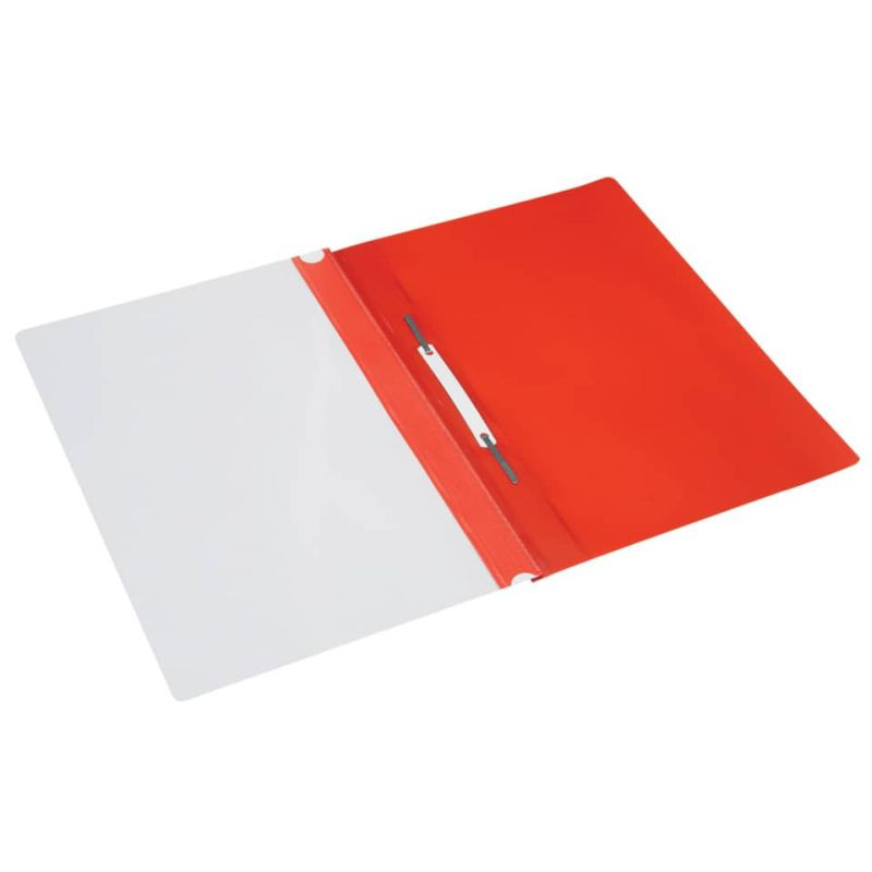 Preview: Donau Schnellhefter PVC A4 mit Universalloch-Abheftleiste rot