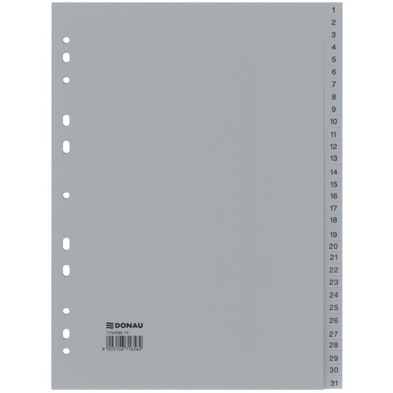 Donau Ordnerregister 1-31 PP A4 grau