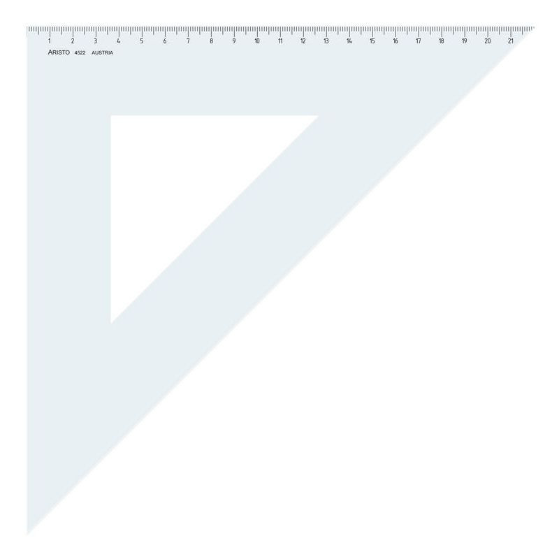 ARISTO Dreieck 45°, Hyp. 31.1cm, glasklar, ohne Facette, Teilung 22 cm
