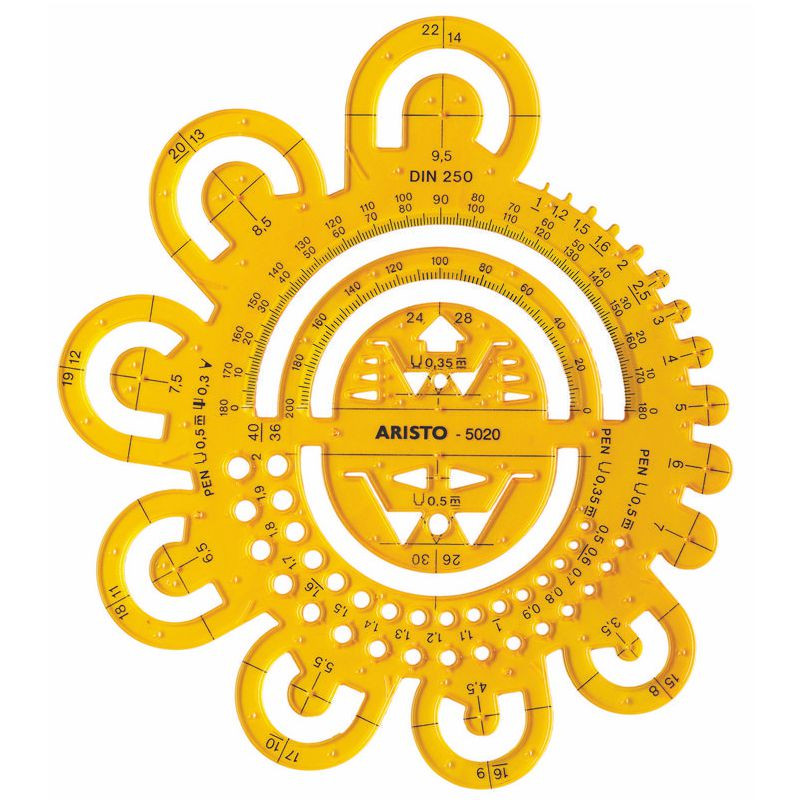 ARISTO Abrundungsschablone 0.5-40 mm, orange-transparent