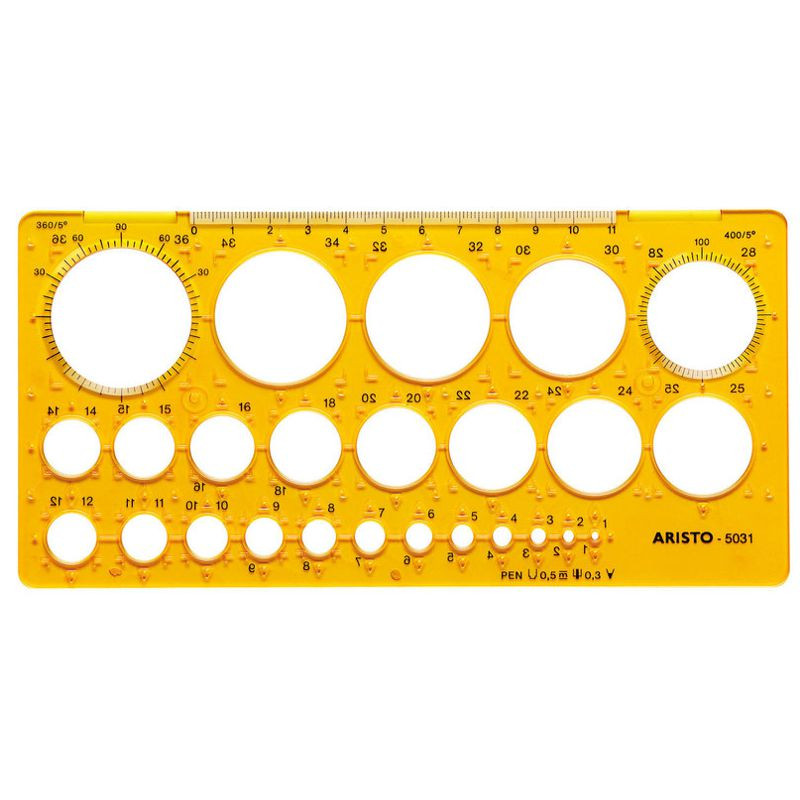 ARISTO Kreisschablone 25 Kreise 1-36 mm, orange-transparent