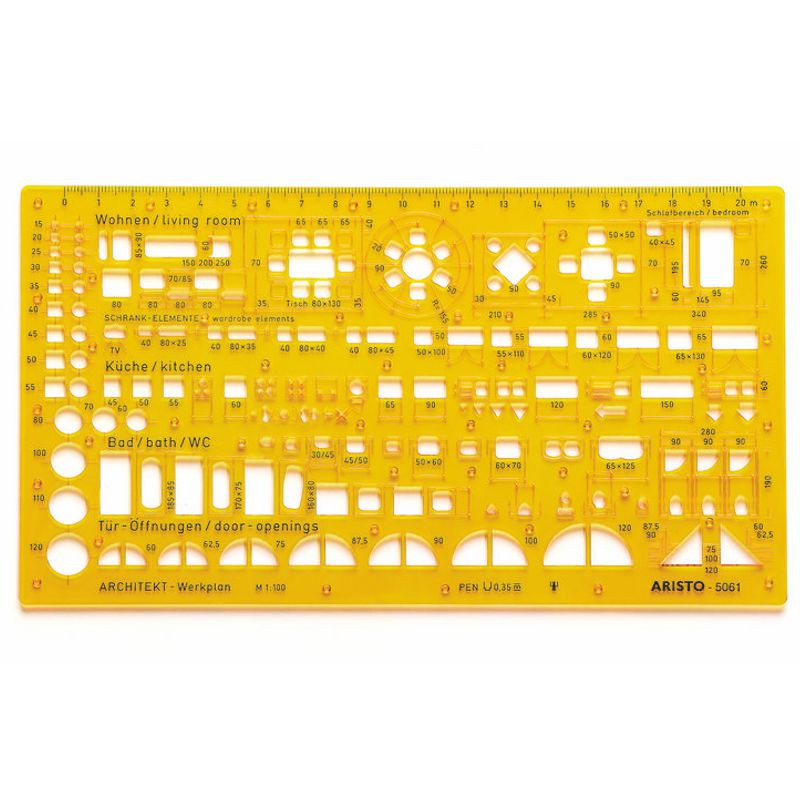ARISTO Architektur-Kombi-Schablone, 1:100, orange-transparent