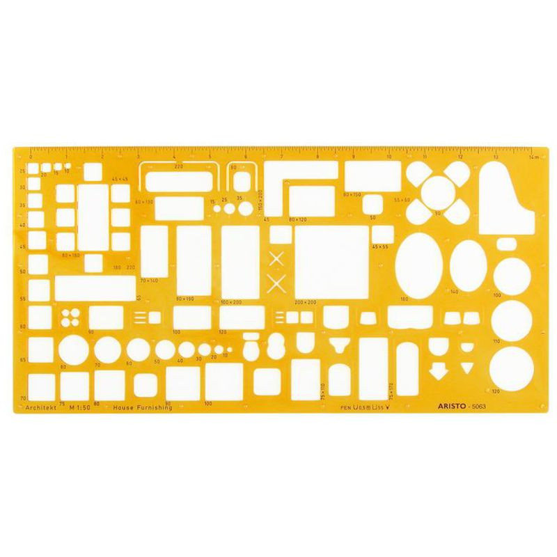 ARISTO Möblierungsschablone Architekt, 1:50, orange-transparent