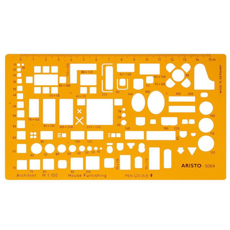 ARISTO Möblierungsschablone Architekt, 1:100, orange-transparent