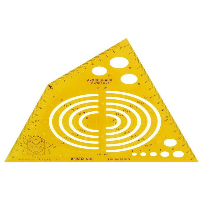 ARISTO Schablone Axonograph Isometric, orange-transparent
