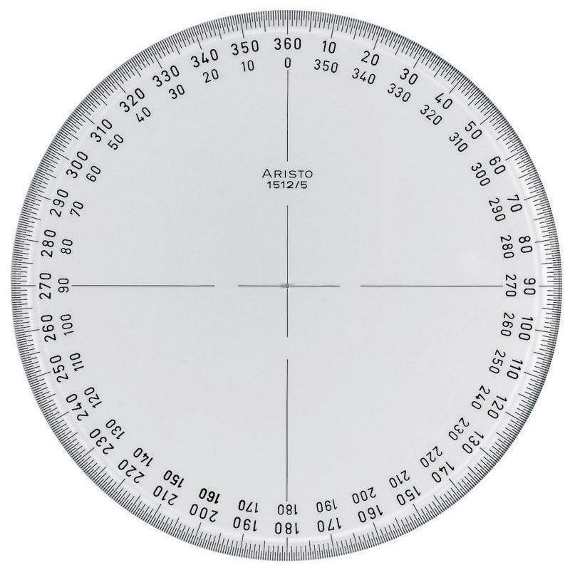 ARISTO Vollkreis-Winkelmesser 360°, glasklares Plexiglas®