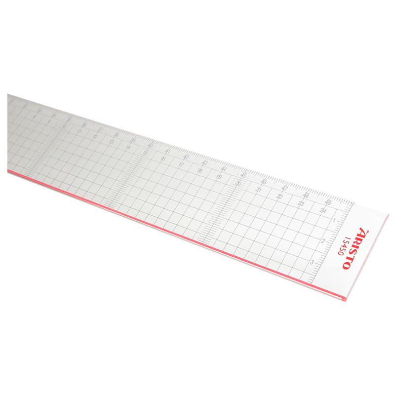 ARISTO Lineal 50 cm, rote Schneidekante, glasklares Plexiglas®