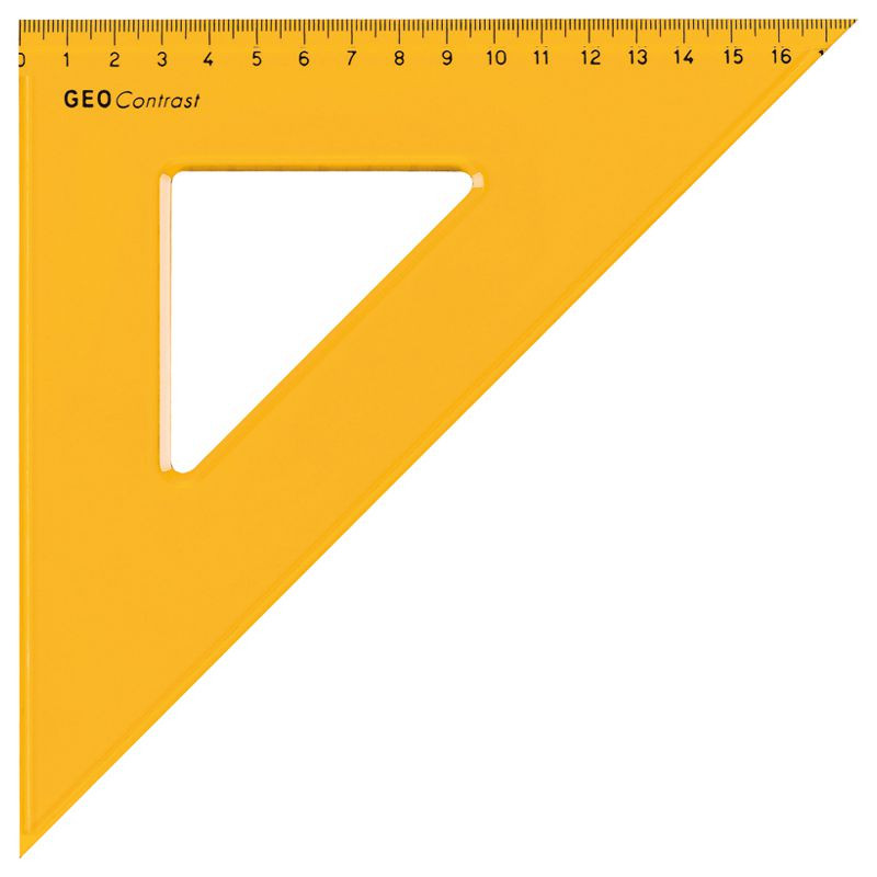 ARISTO Contrast Dreieck 45°, Hyp. 25 cm, orange-transparent, Teilung 17 cm