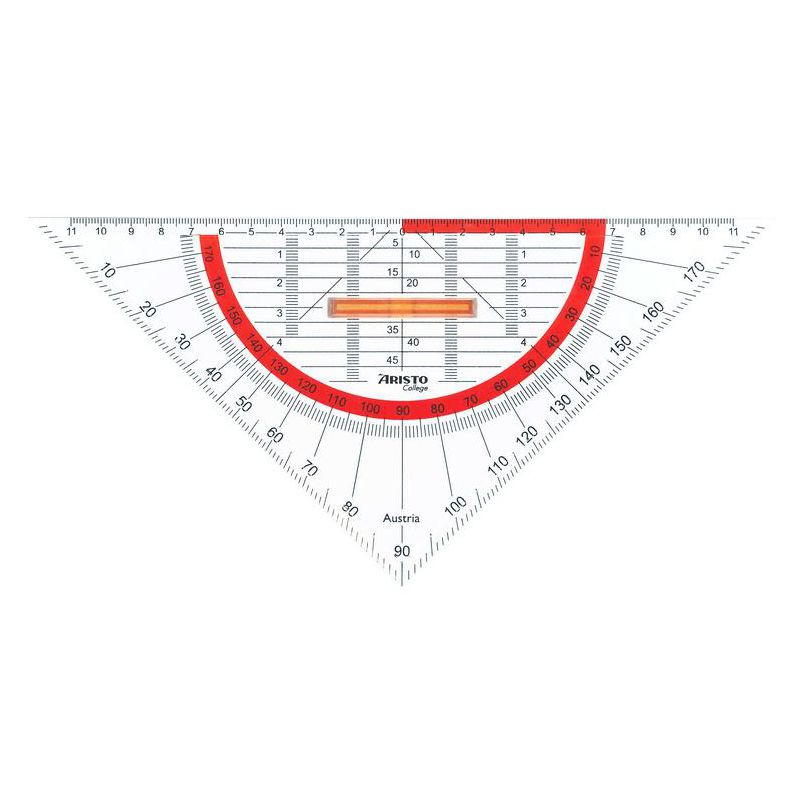 ARISTO College Geometrie Dreieck 25 cm, transparent, Griff lösbar