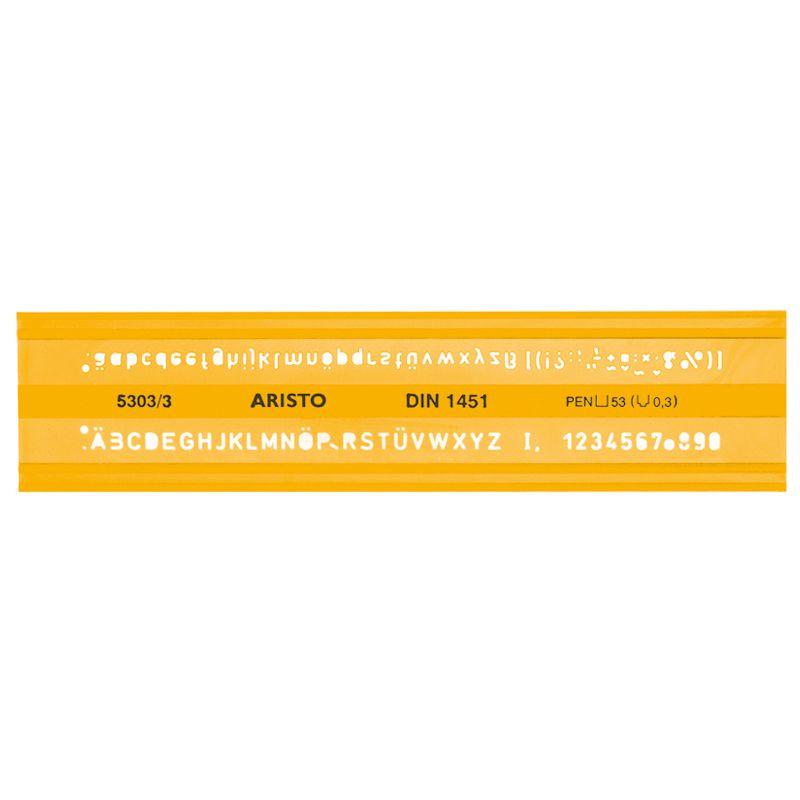 ARISTO Schriftschablone gerade 3.0 mm, DIN-1451/4, H-Profil, Mittelschrift