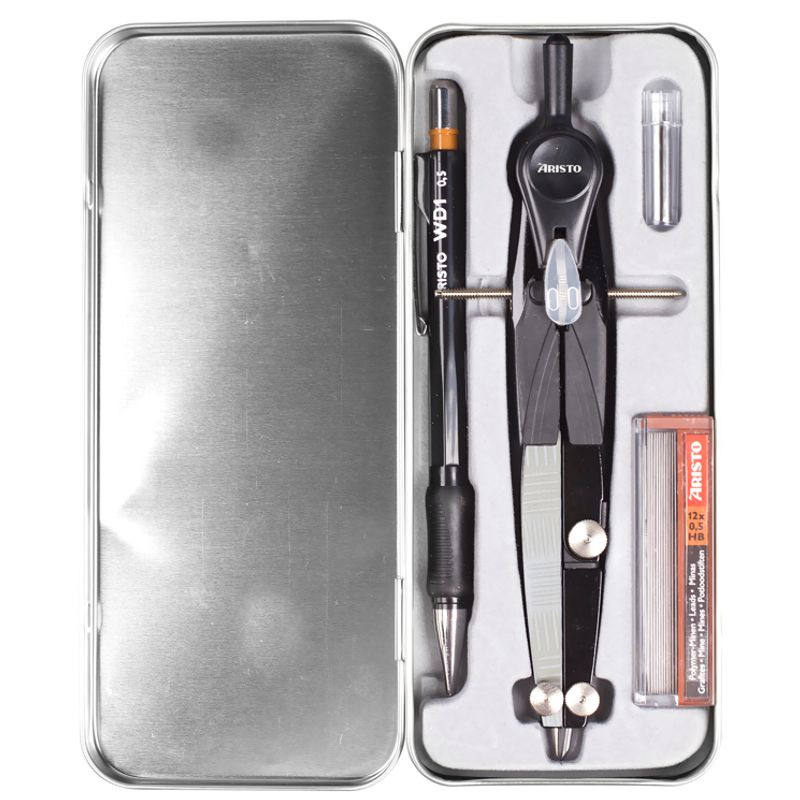 Preview: ARISTO Schnellverstellzirkel Set  WD1 + Minen HB Minen Blechetui