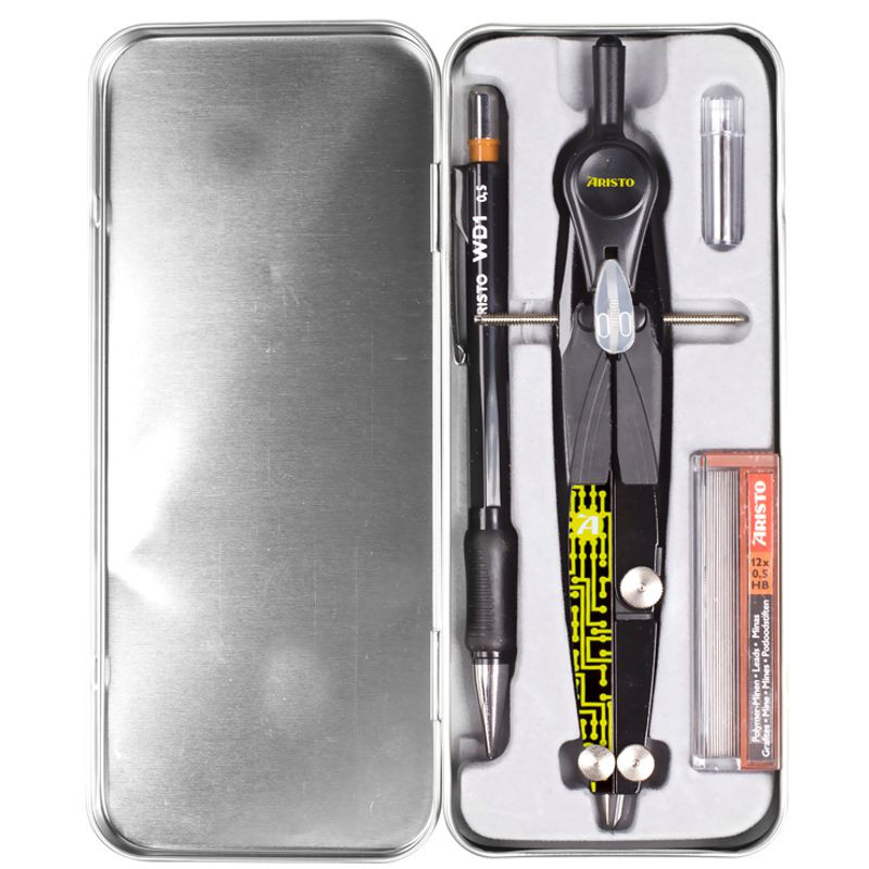 ARISTO Schnellverstellzirkel Set  WD1 + Minen HB Minen Blechetui