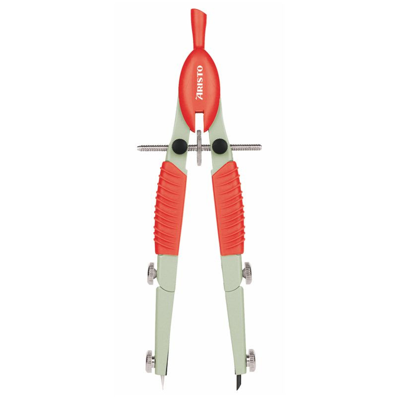 Preview: ARISTO TopLine Schnellverstellzirkel silber/rotorange 2 Gelenke, Minen