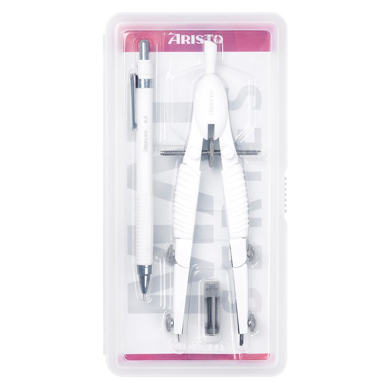 ARISTO TopLine Schnellverstellzirkel mit Feinminenstift Set weiss matt