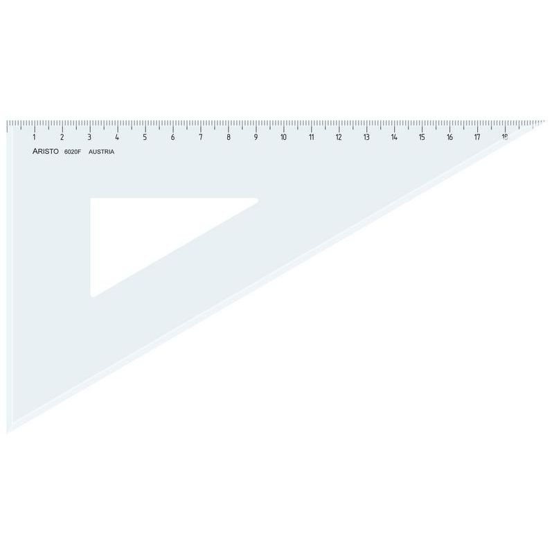 ARISTO Dreieck 60°, Hyp. 22.6cm, glasklar, mit Facette, Teilung 19.6 cm