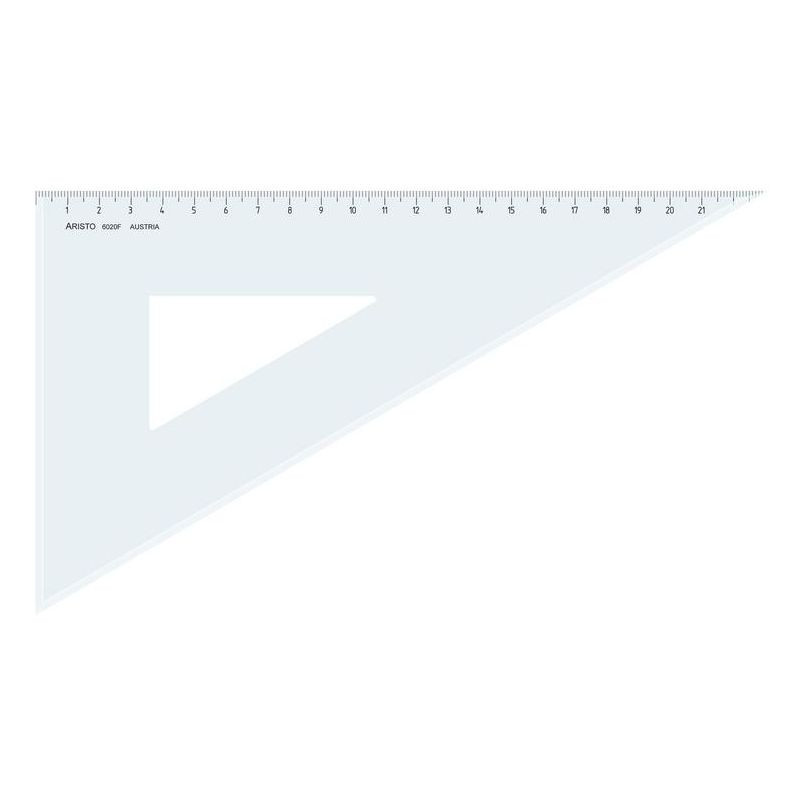 ARISTO Dreieck 60°, Hyp. 26.2cm, glasklar, mit Facette, Teilung 22.6 cm