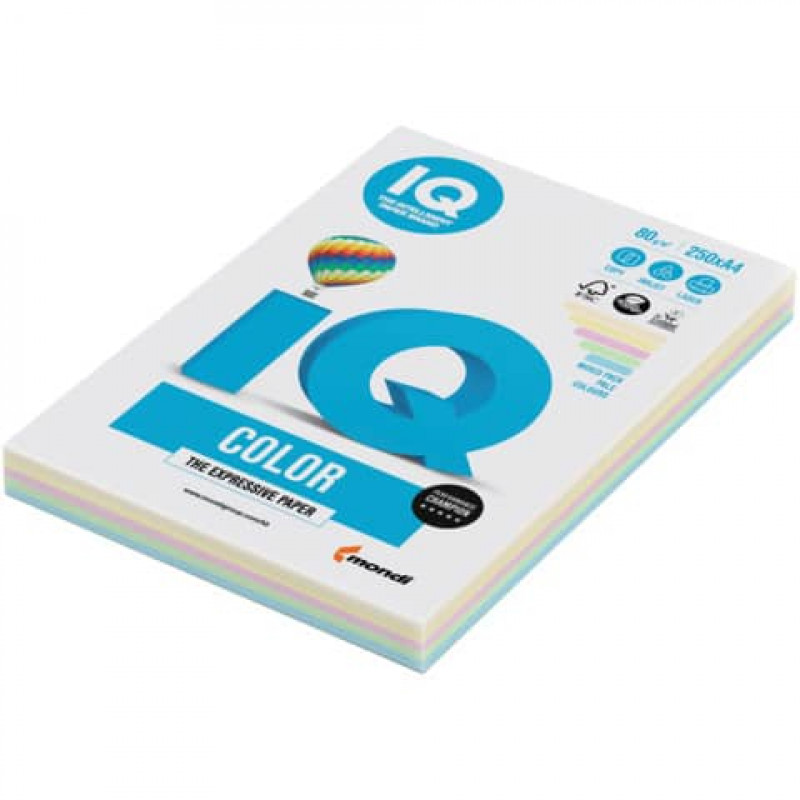 MONDI IQ Kopierpapier A4 80g pastell sortiert 250 Blatt