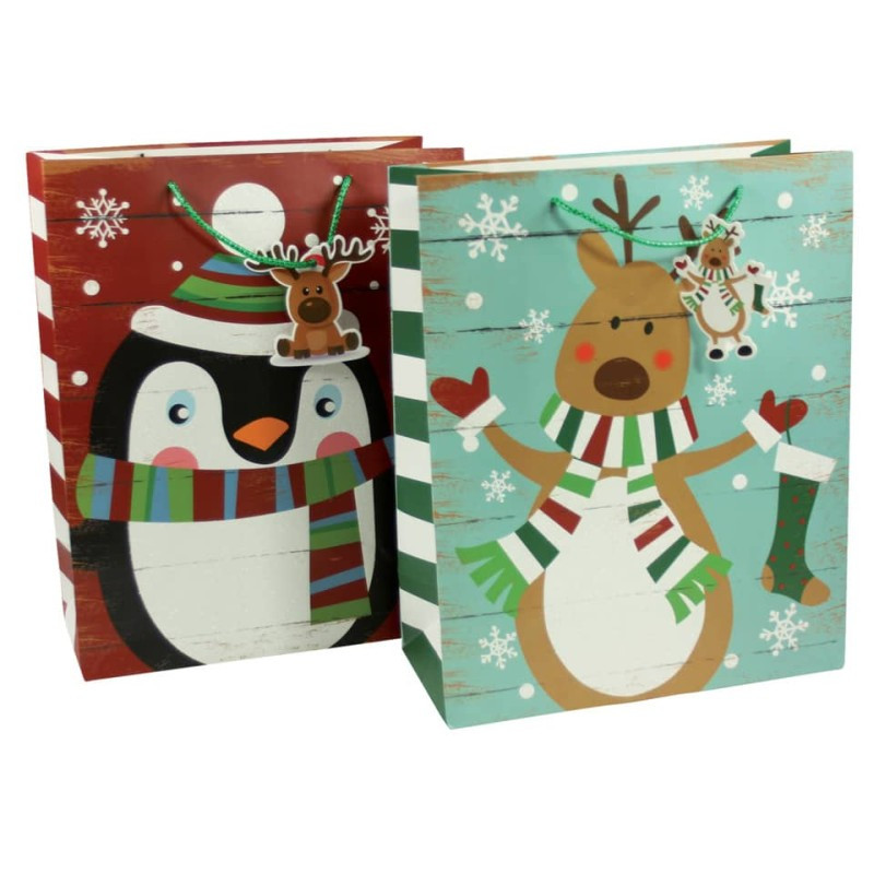 Weihnachten Geschenktasche Kind 2 Motive 32x26x12cm 1 Stück