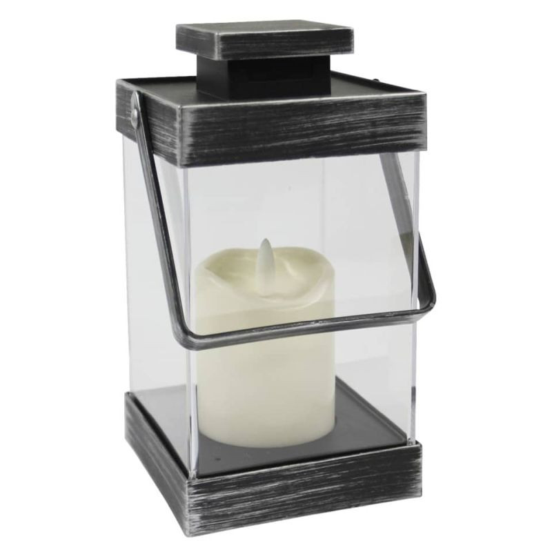 Laterne LED grau 25x10x10cm