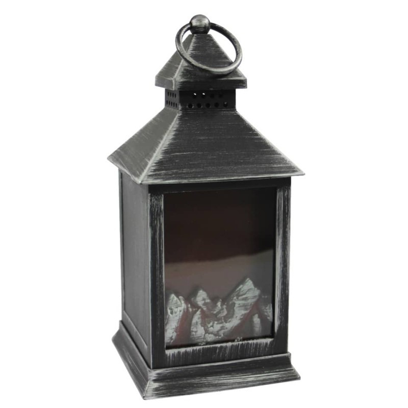 Laterne Kamin LED silber 24x10x10cm