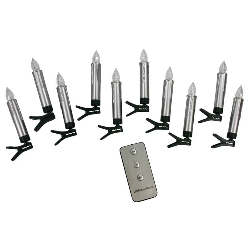 LED Kerze Christbaumkerze silber 1,5x10,5cm 10 Stück