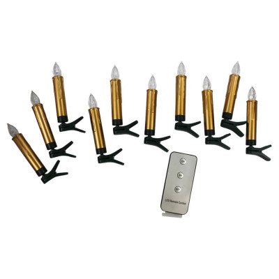 LED Kerze Christbaumkerze gold 1,5x10,5cm 10 Stück