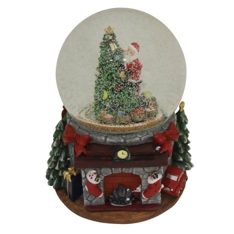 Preview: Weihnachten Schneekugel Kamin LED und Musik 17x15x19,5cm