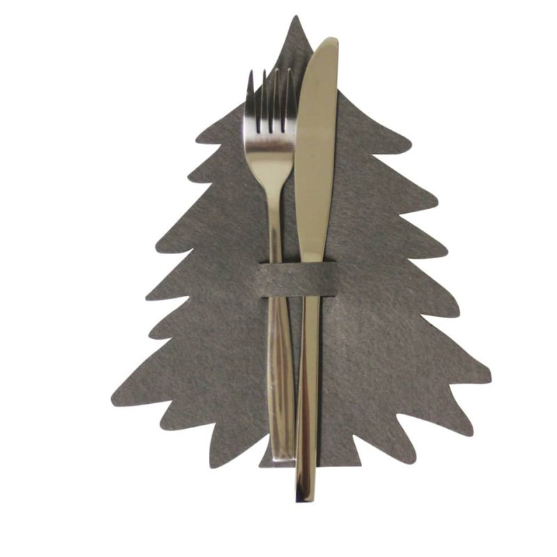 Weihnachten Bestecktäschchen Tannenbaum grau 17x21cm