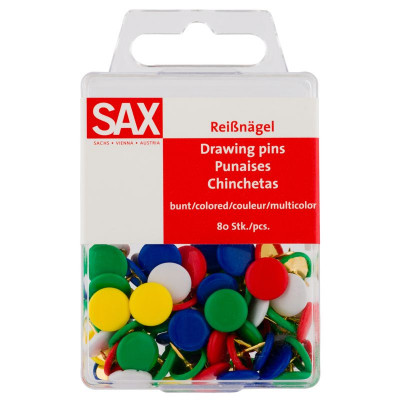 SAX Reißnägel bunt inkl. schwarz 80 Stück