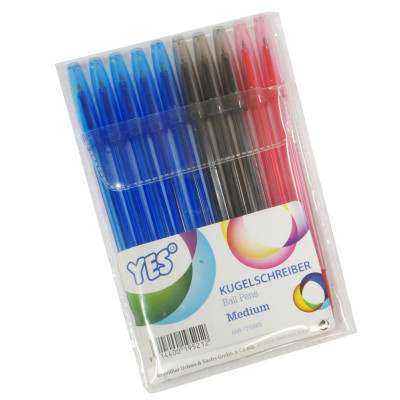 YES Kugelschreiber Medium, blau, schwarz, rot