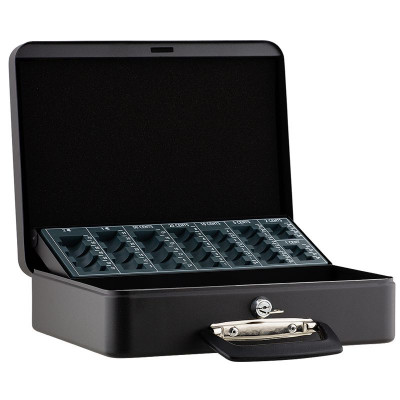 Preview: SAX Metallgeldkoffer 30x23x9cm mit Geldunterteilung schwarz