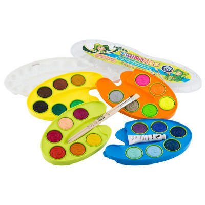 Preview: JOLLY Twintabs Deckfarbkasten 24er inkl. 2 Pinsel und Deckweis
