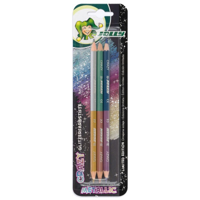 JOLLY Buntstifte CRAZY Glitzerfarbstifte 6 Farben auf 3 Stiften