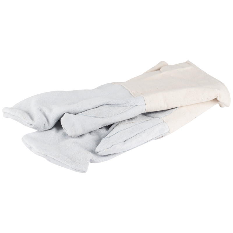 Backhandschuh 38cm Paar lang Leinen/Leder
